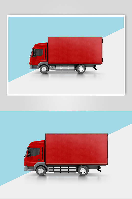 蓝红货车创意大气车身贴纸设计样机