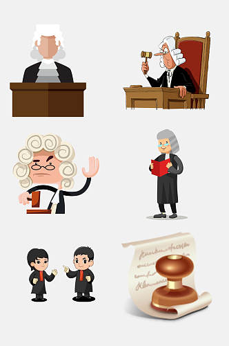 卡通法律法官免抠素材