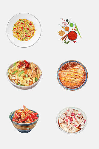 招牌食品水彩手绘中式菜品免抠素材