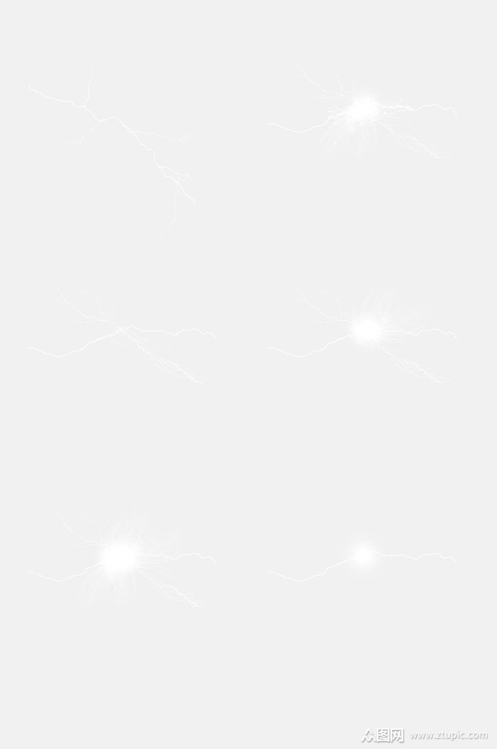 白色闪电透明底免抠素材素材