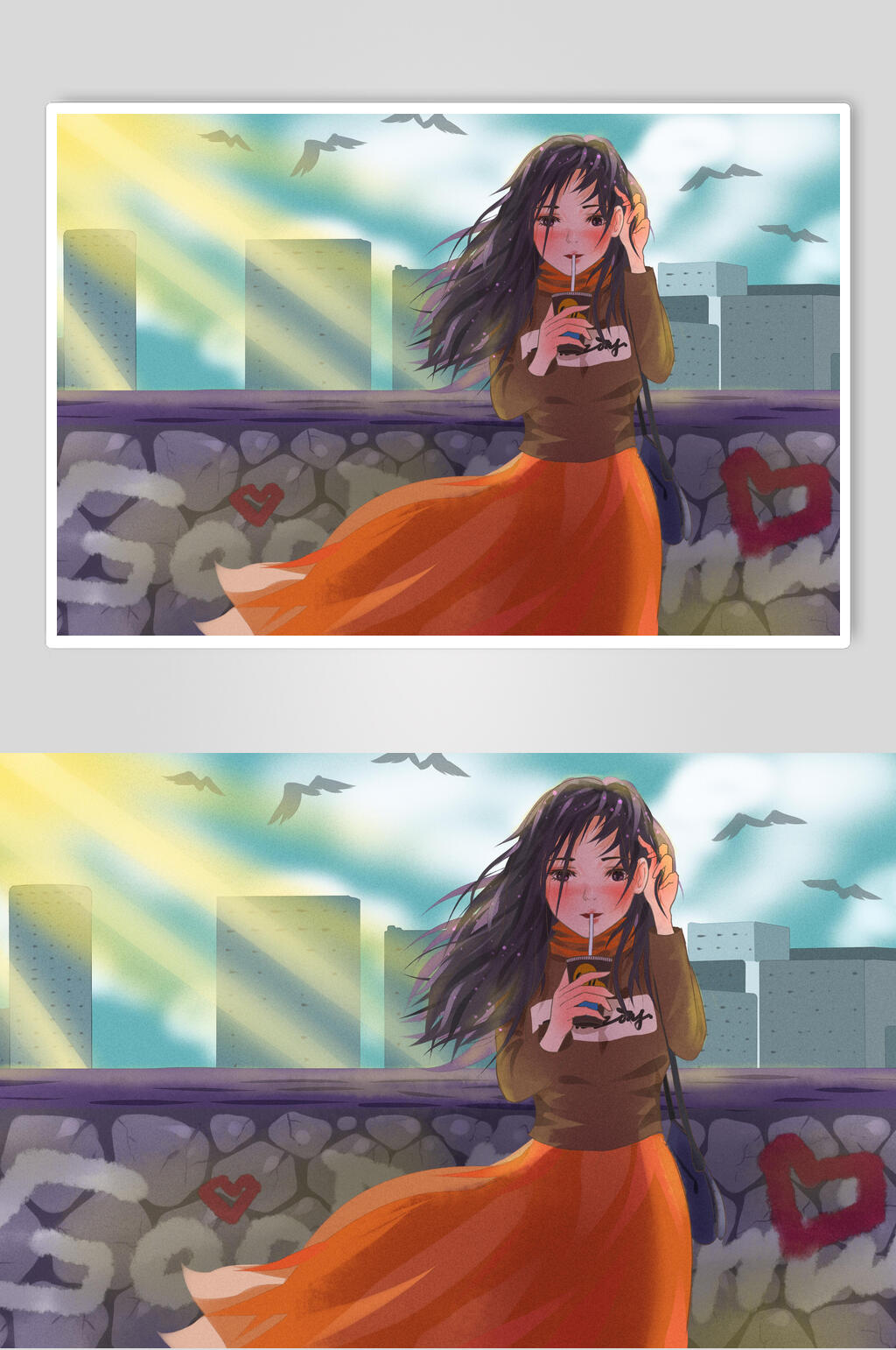 创意卡通人物街头嘻哈插画素材