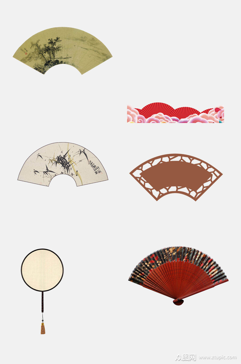 中式中国风扇子折扇免抠素材模板下载-编号3667107-众图网