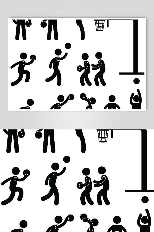 打篮球人物黑色图标矢量素材