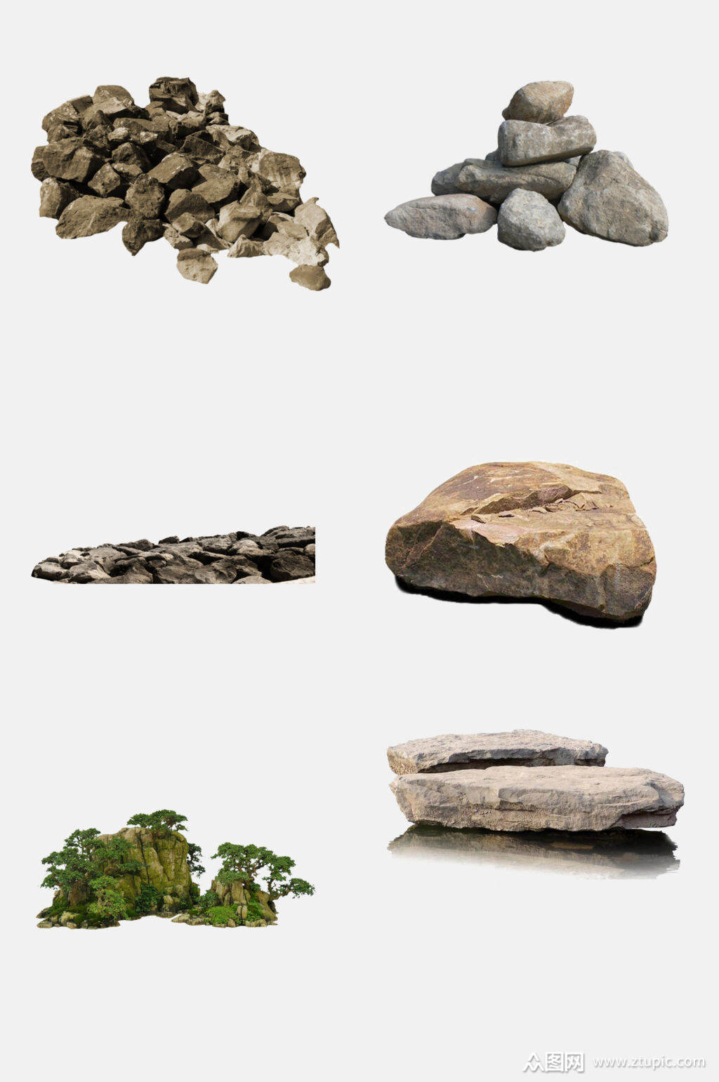 简洁创意石头石块免抠素材素材