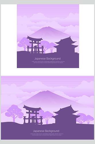 紫色渐变日本樱花矢量插画素材