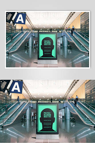 黑绿英文创意地铁站广告海报样机