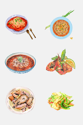 新鲜食品水彩手绘中式菜品免抠素材