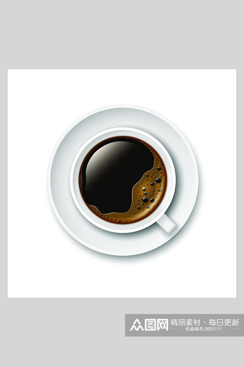 茶杯液体气泡简约时尚黑白咖啡店矢量插画素材