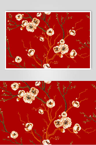 红色喜庆中国风花卉花朵纹理矢量设计素材