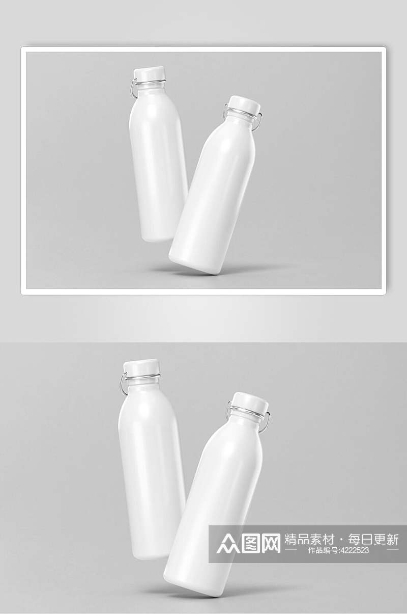 反光高端大气灰色运动饮料瓶子样机素材
