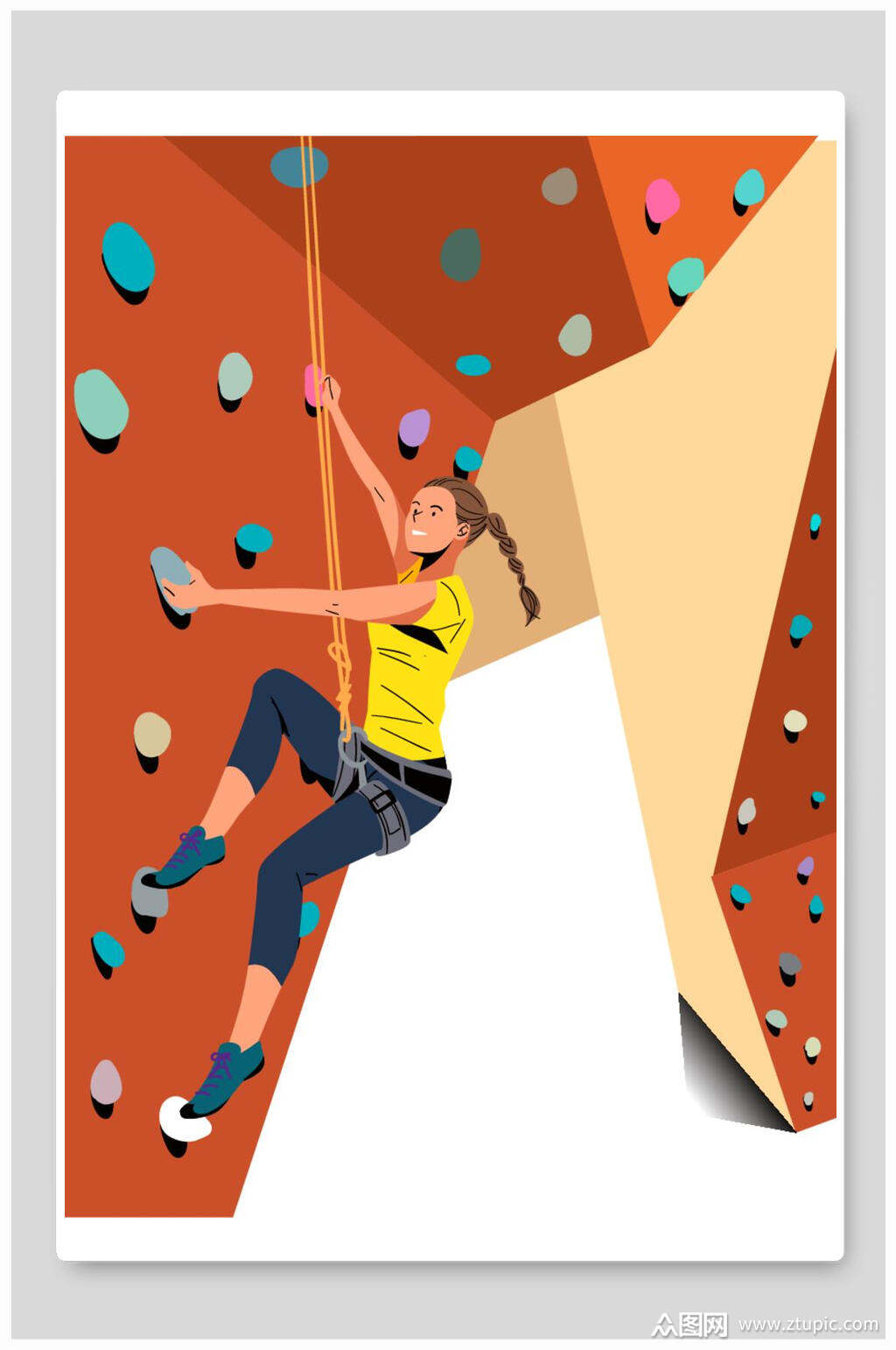 创意攀登运动人物矢量插画素材