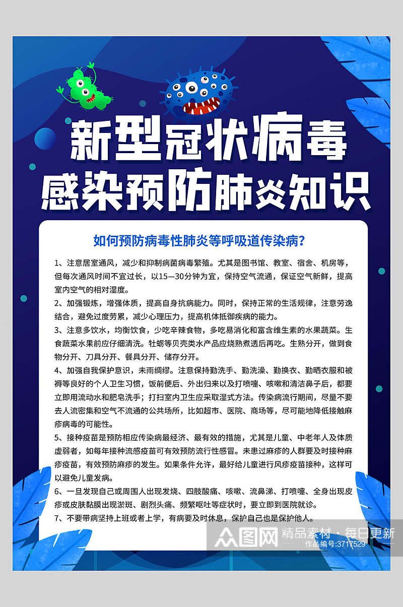 新型冠状病毒普及预防病毒海报素材