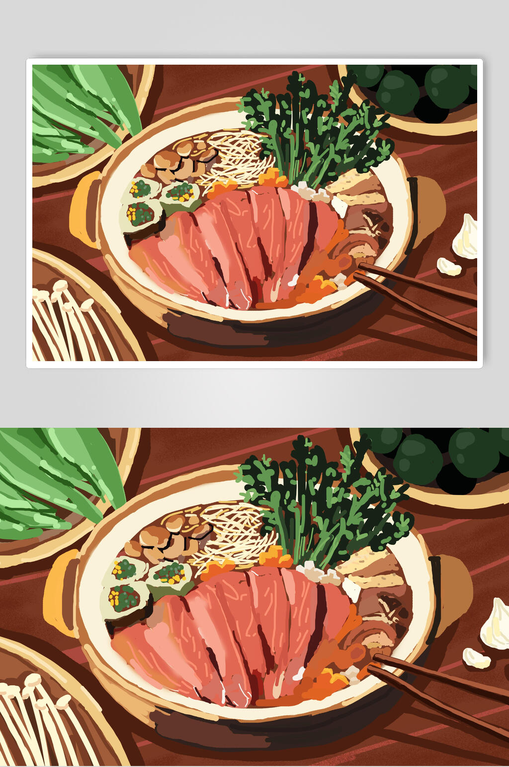 创意大气手绘食物街头嘻哈插画素材