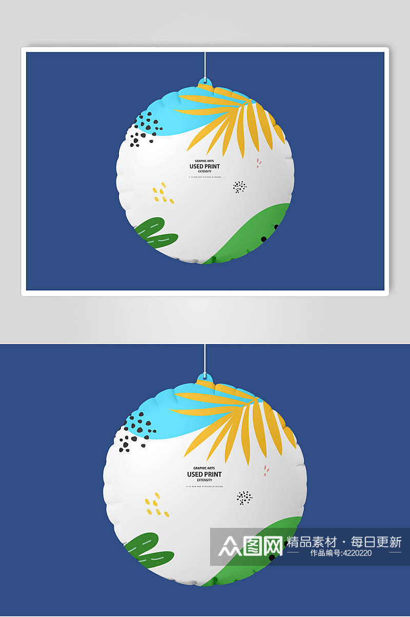 唯美叶子圆形手绘创意气球品牌样机素材