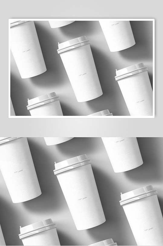 立体留白灰色咖啡奶茶杯贴图样机