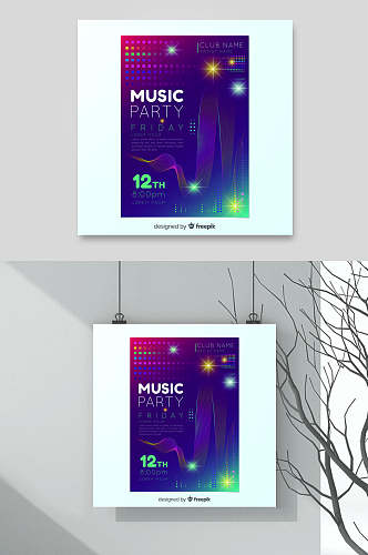 紫色渐变潮流音乐海报设计矢量素材
