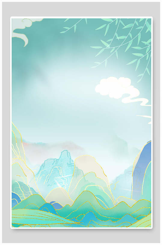 唯美浅色高端创意素雅国潮海报背景