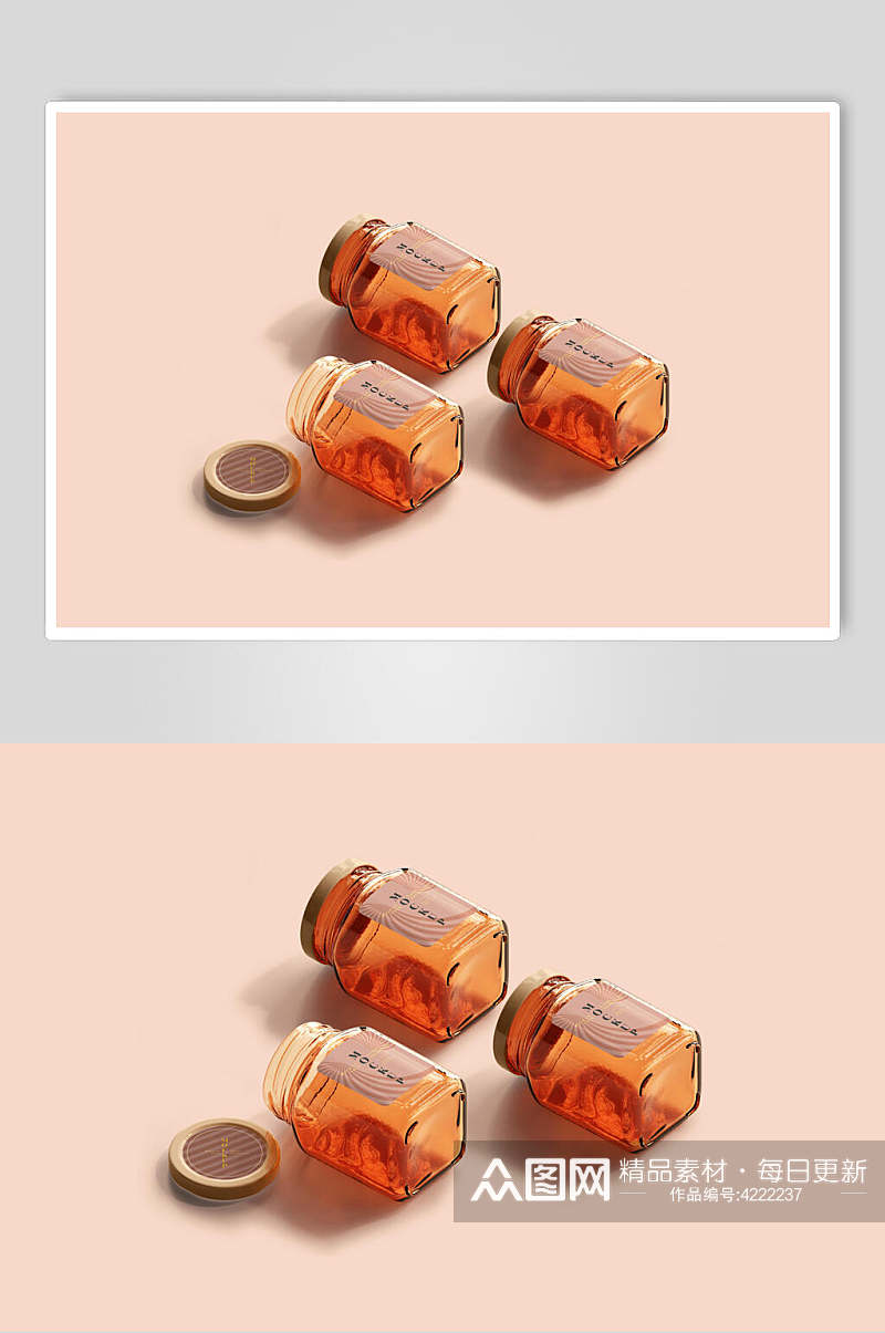 打开盖子创意大气橙色玻璃罐样机素材