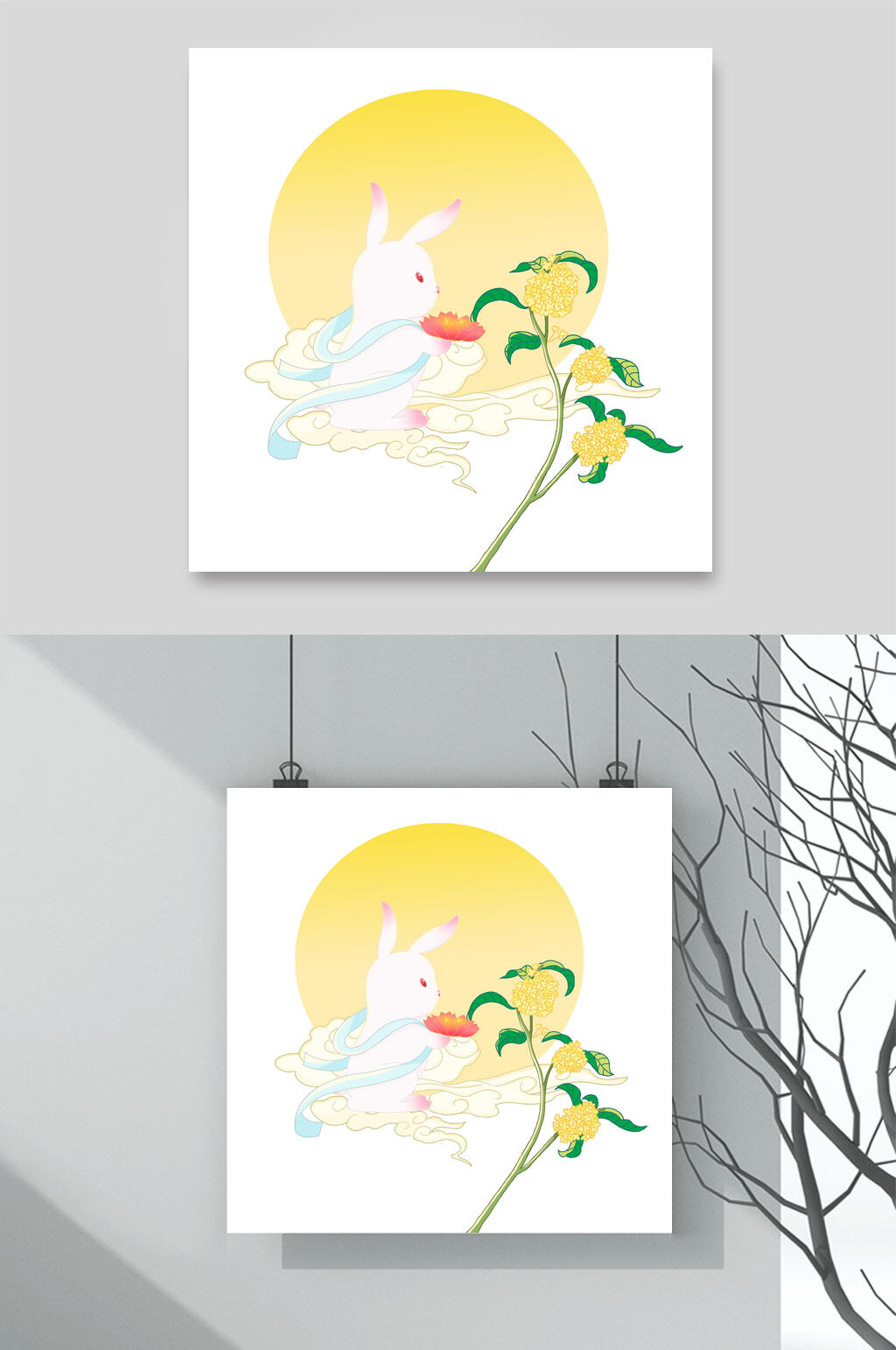 简约玉兔中秋节设计素材素材