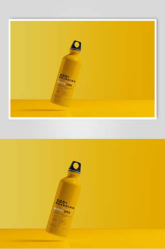 悬空简约黄色简约酒瓶包装贴图样机