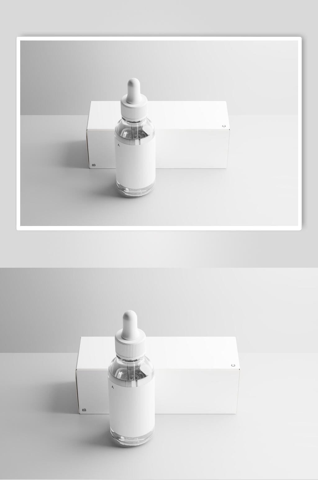 灰色高端化妆品滴管瓶子贴图样机素材