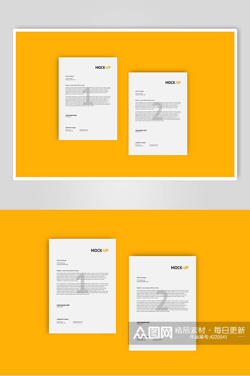 橙色数字纸张创意大气清新单页样机素材