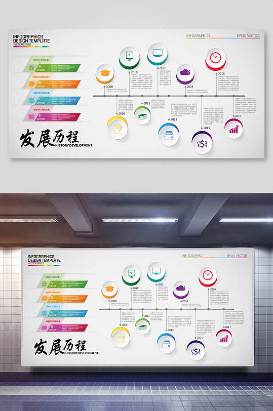 發(fā)展歷程企業(yè)文化墻矢量展板