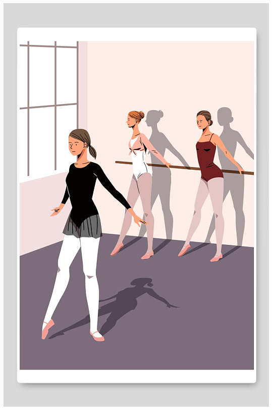 创意芭蕾舞运动人物矢量插画