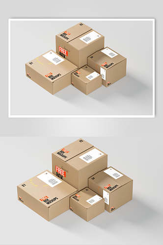 盒子创意大气黄牛皮纸箱包装盒样机