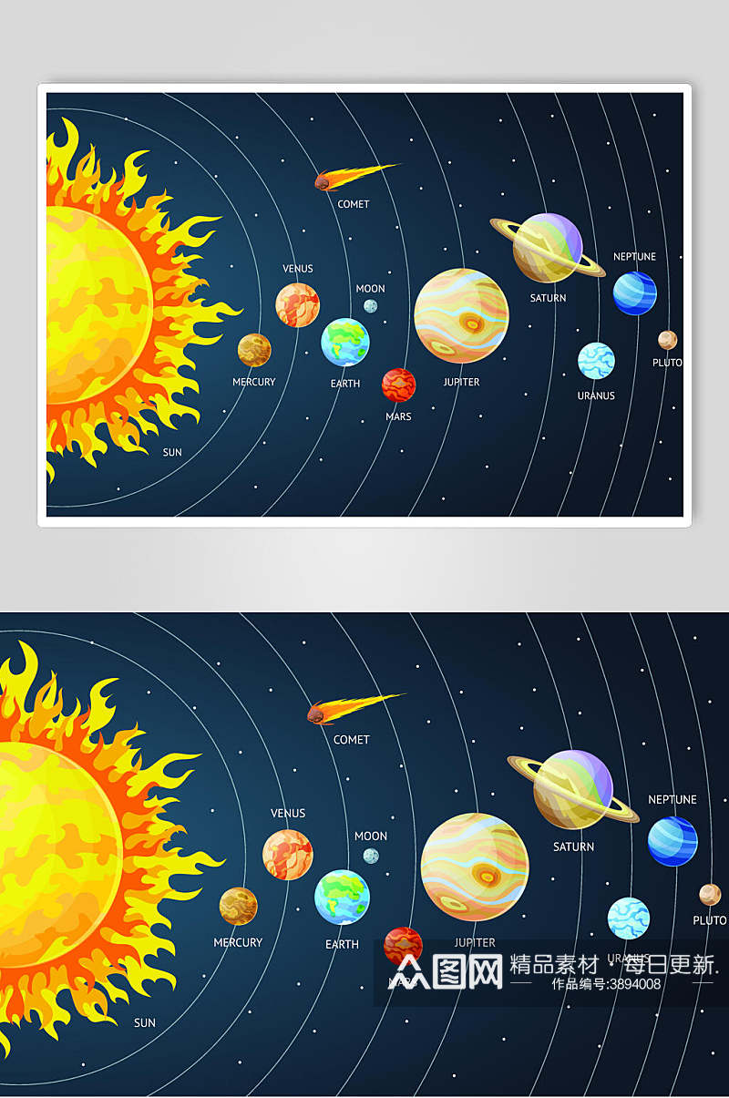 太阳火箭太空插画矢量素材素材