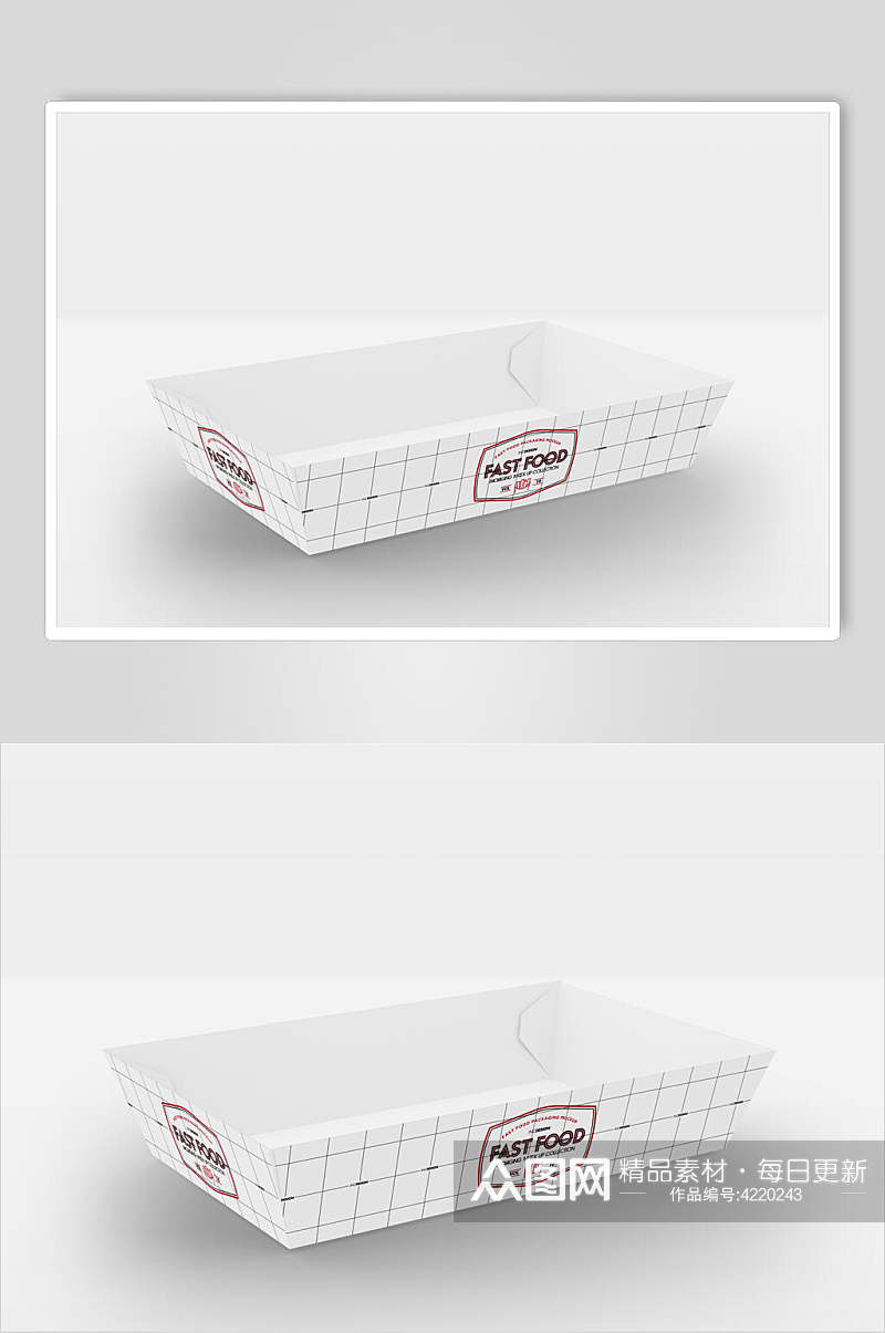 线条白色创意大气盒子快餐包装样机素材