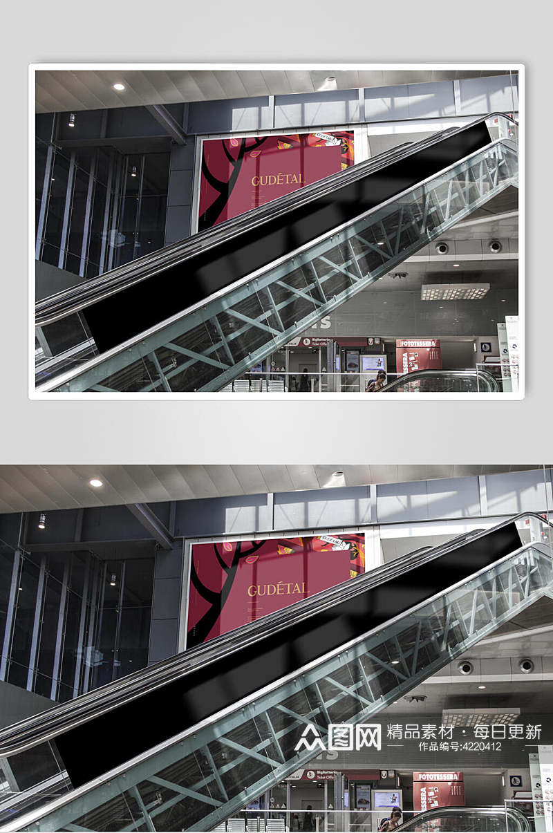 时尚楼梯创意黑地铁公交广告牌样机素材