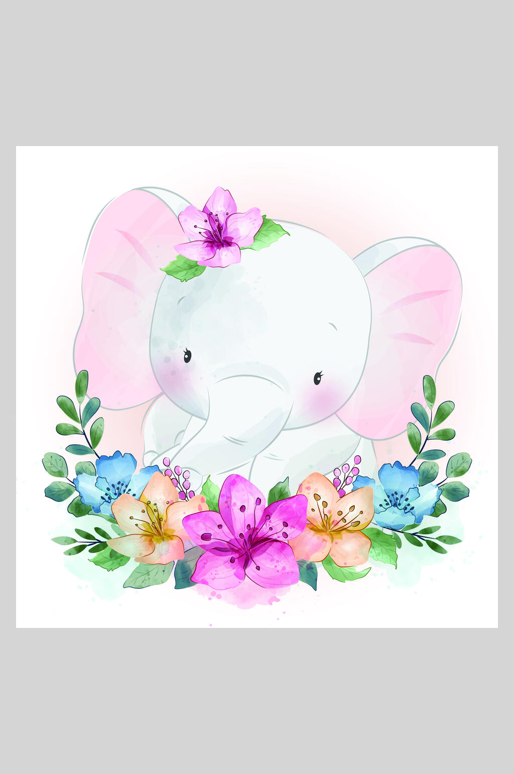 简约可爱水彩卡通动物矢量插画素材