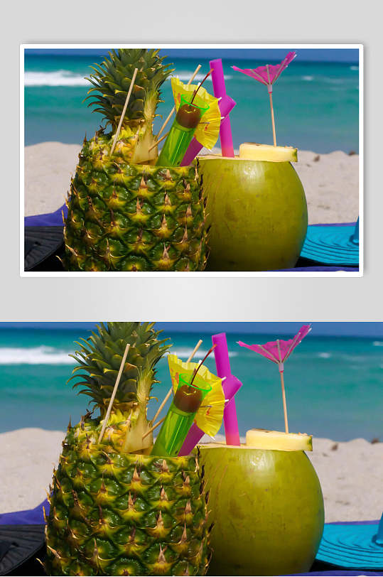 夏日椰汁鲜榨水果汁摄影图片叁