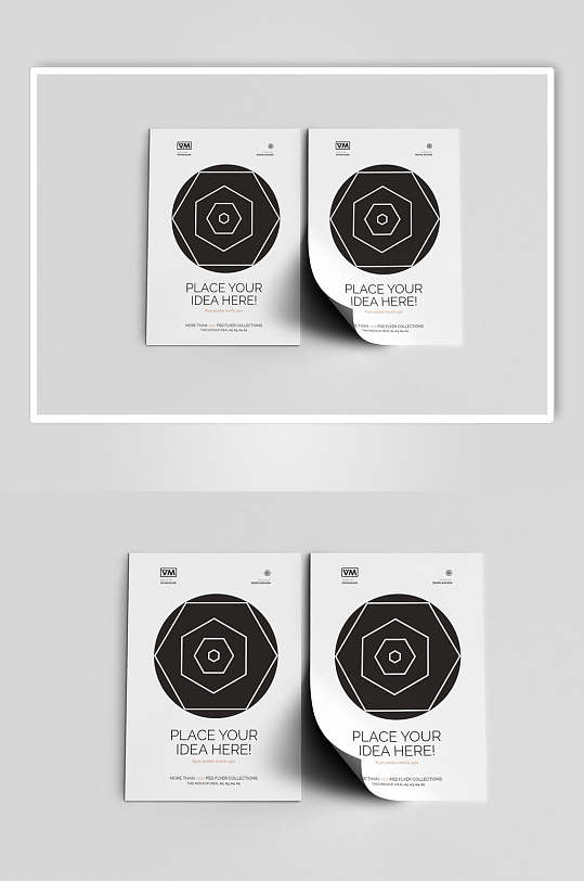 原本线条清新DM单页宣传单展示样机-众图网