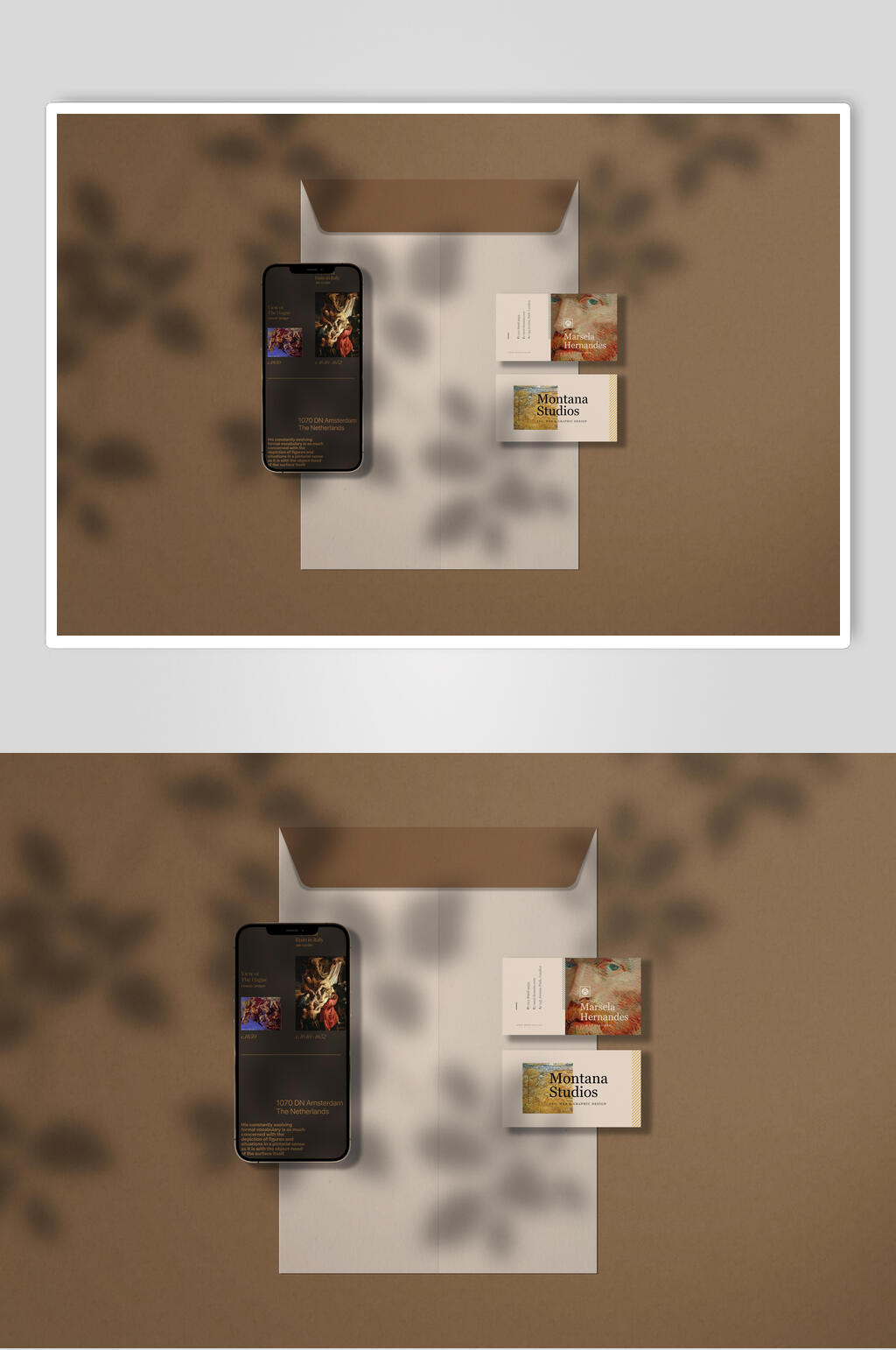 褐色简约艺术展览馆品牌VI设计样机素材