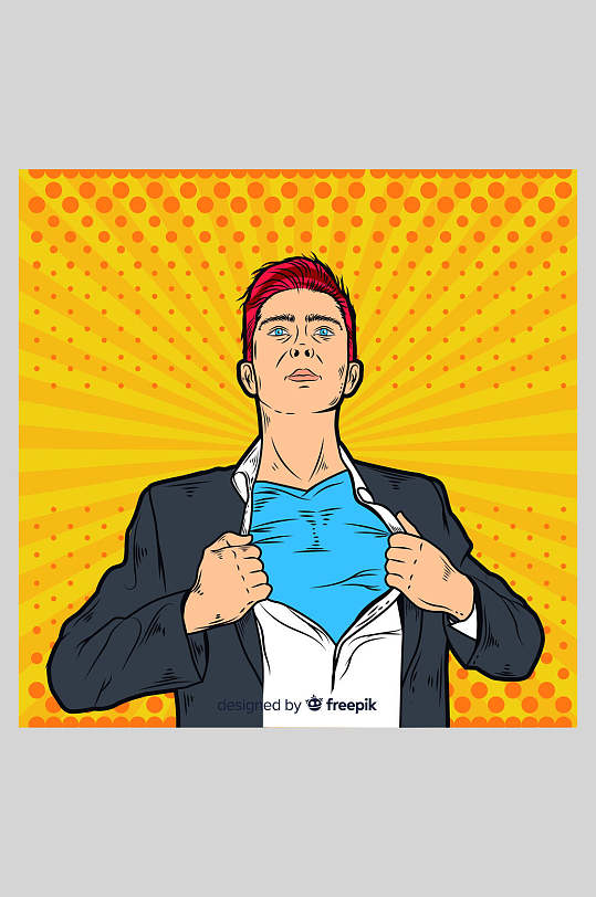 彩绘漫威波普风漫画人物矢量插画