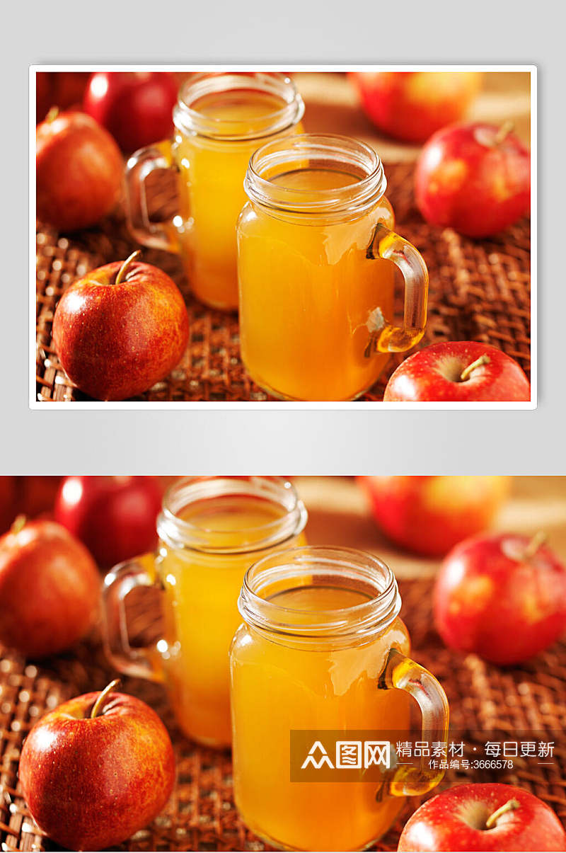 招牌苹果鲜榨水果汁摄影图片叁素材