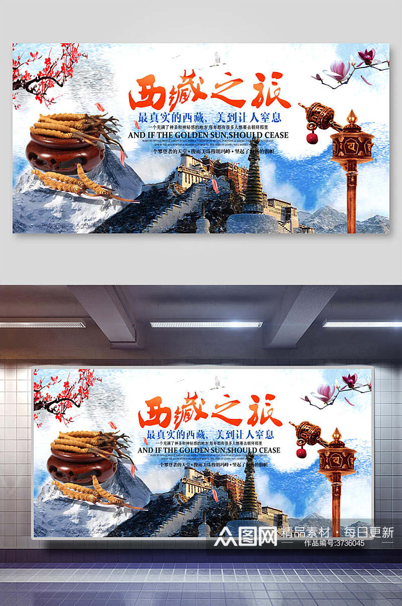 雪山西藏旅游展板素材