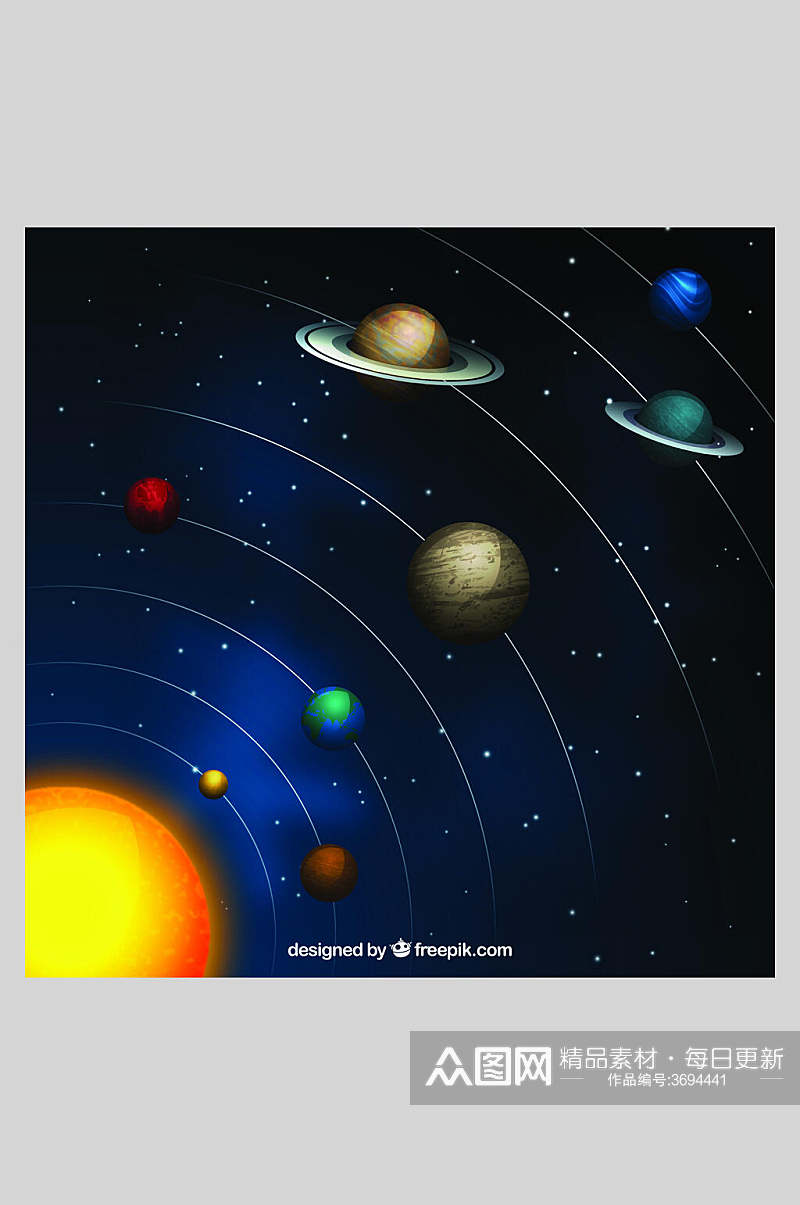 多彩星球太空银河背景矢量插画素材素材