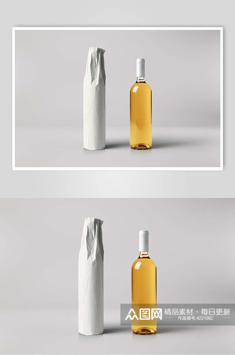 瓶子黄灰创意大气清新红酒瓶样机素材