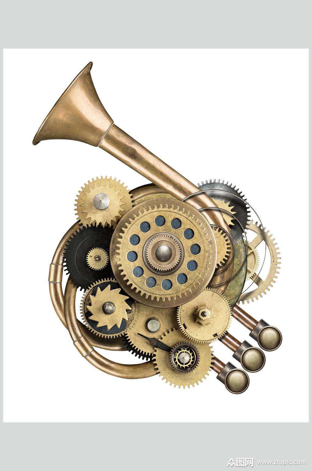 创意蒸汽风齿轮轴承机械零件图片叁素材