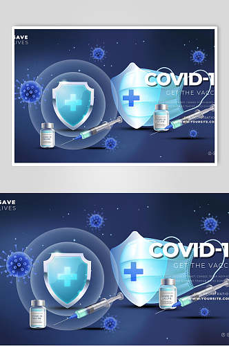 蓝色预防病毒网页设计海报