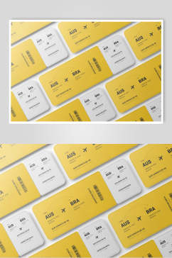 纸张黄白清新飞机票智能贴图样机