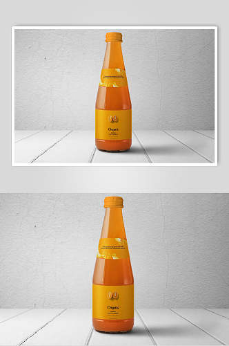 橙灰色饮料果汁果蔬塑料瓶包装样机