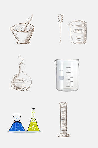 简洁卡通科学化学用具免抠素材