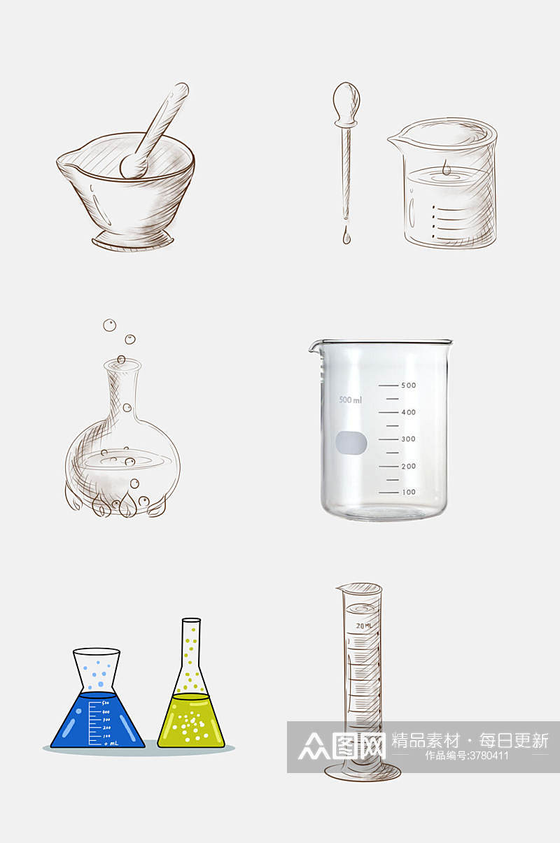 简洁卡通科学化学用具免抠素材素材