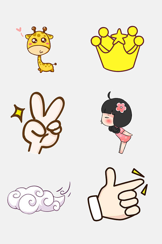 简洁卡通可爱动物表情包免抠素材元素
