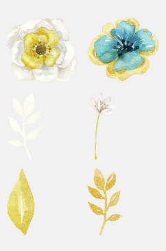 花朵植物水彩花卉植物免抠设计素材