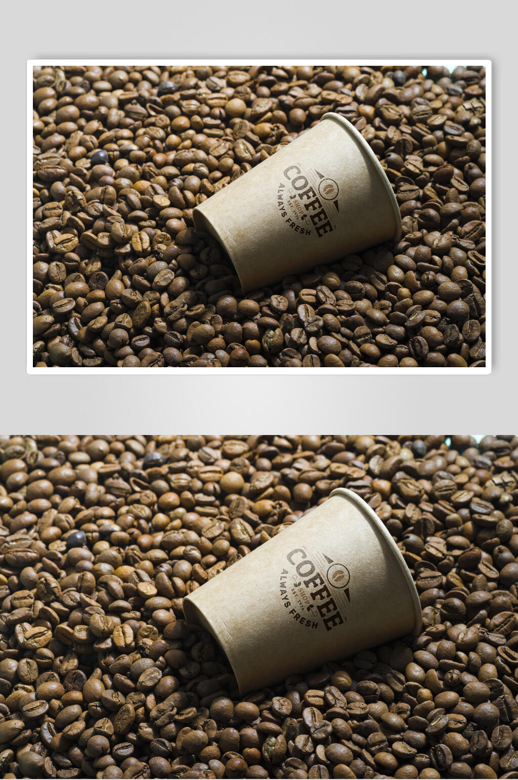 豆子英文褐色咖啡奶茶杯贴图样机素材
